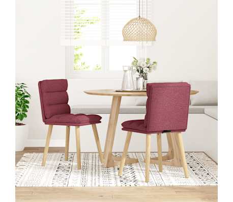 vidaXL Sillas de comedor 2 unidades tela rojo tinto