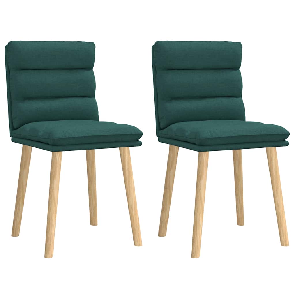 vidaXL Scaune de bucătărie, 2 buc., verde închis, material textil