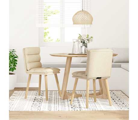 vidaXL Chaises &agrave; manger lot de 2 cr&egrave;me tissu
