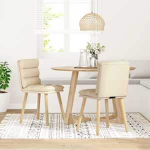 vidaXL Chaises &agrave; manger lot de 2 cr&egrave;me tissu