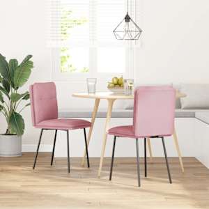 vidaXL Sedie da Pranzo 2 pz Rosa in Velluto
