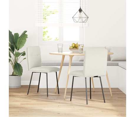 vidaXL Valgomojo kėdės, 2vnt., kreminės spalvos, aksomas