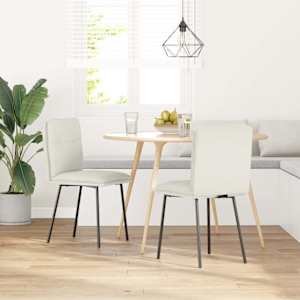 vidaXL Valgomojo kėdės, 2vnt., kreminės spalvos, aksomas