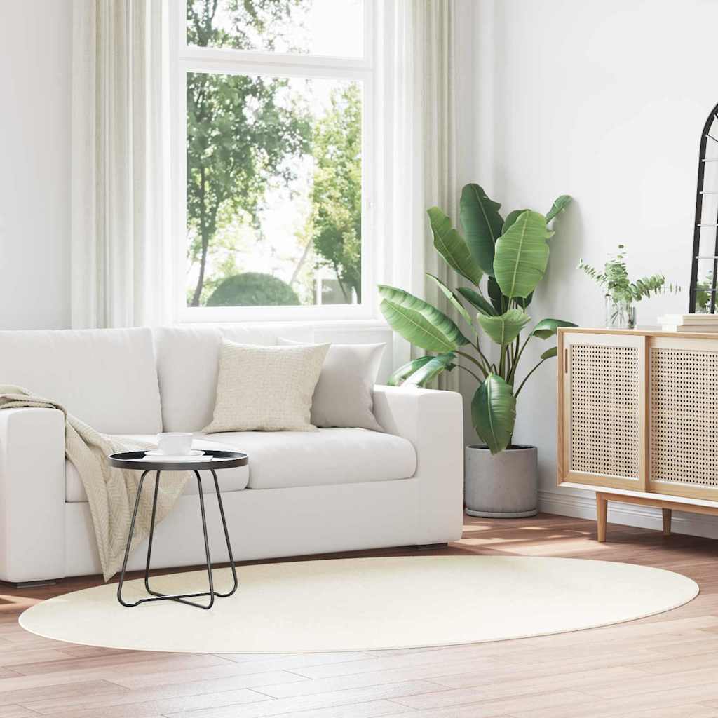 килим vidaXL ""HUARTE"" кремав 160x230 см овален