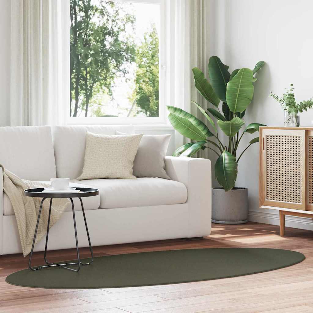 Килим vidaXL ""HUARTE"" Лесно Зелено 100x200 см Овален