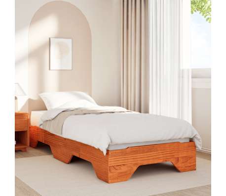 vidaXL Cadre de lit sans matelas empilable cire marron 100x200 cm