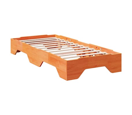 vidaXL Massivholzbett ohne Matratze Stapelbar Wachsbraun 90x190 cm