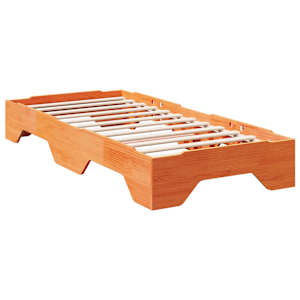 vidaXL Massivholzbett ohne Matratze Stapelbar Wachsbraun 90x190 cm