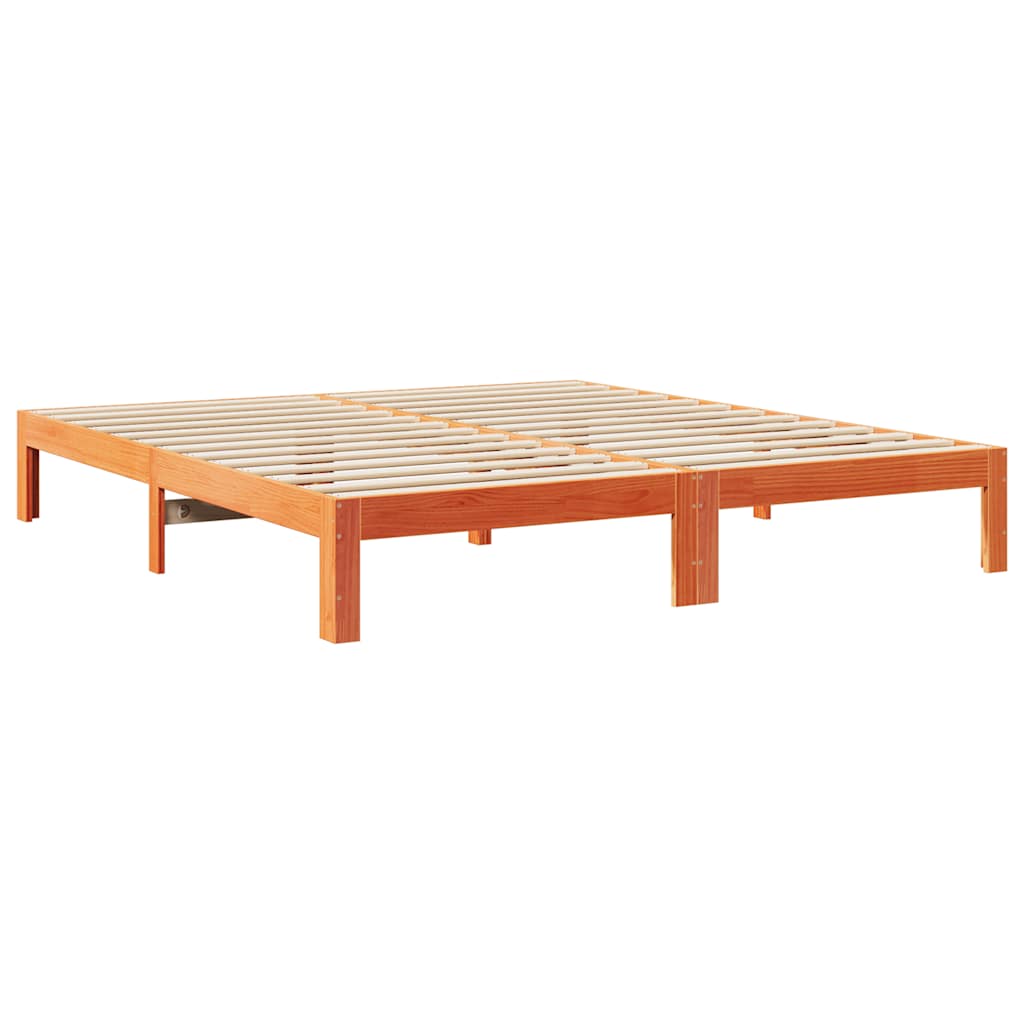 vidaXL viaszbarna tömör fenyőfa ágy matrac nélkül 160 x 200 cm