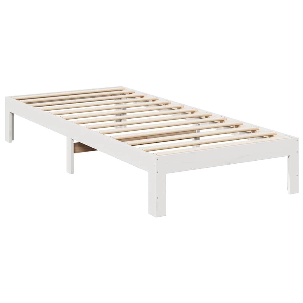 vidaXL Bedframe zonder matras massief grenenhout wit 90x200 cm afbeelding