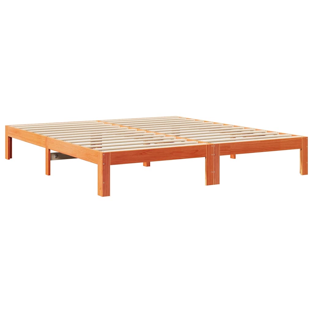 vidaXL Sängynrunko ilman patjaa vahanruskea 180x200 cm täysi mänty