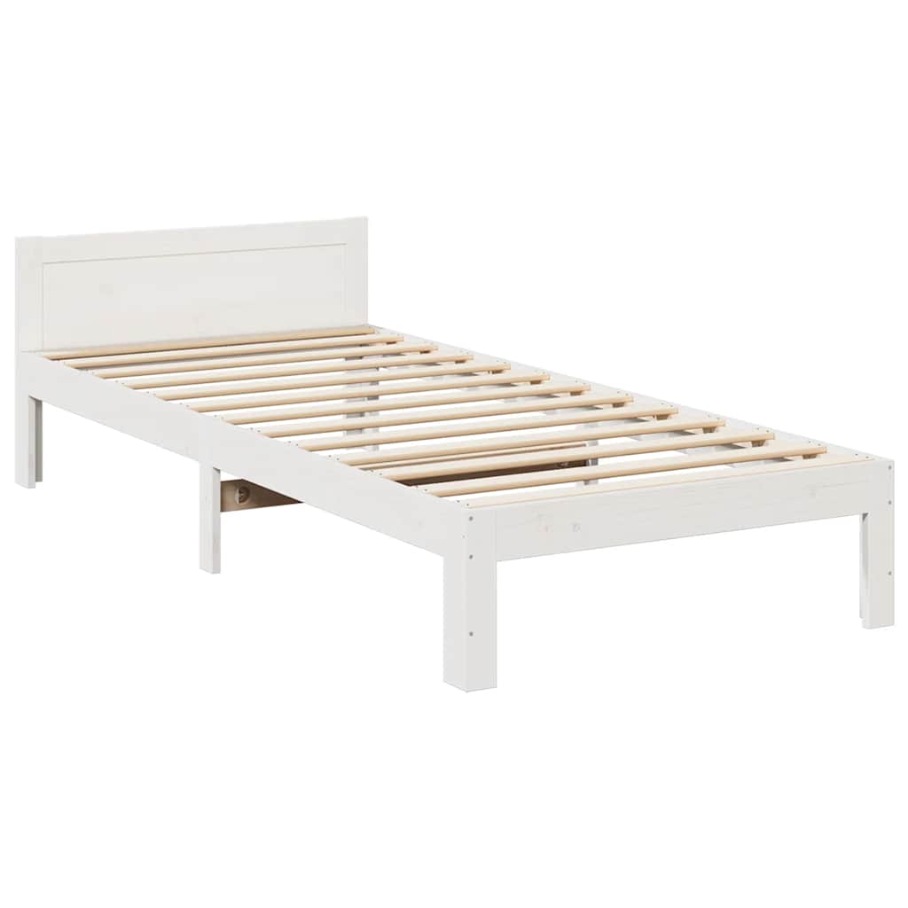 vidaXL Bedframe zonder matras massief grenenhout wit 90x200 cm afbeelding