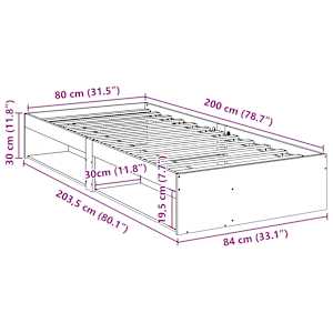 Válenda bez matrace bílá 80 x 200 cm masivní borovice - obrázek 11
