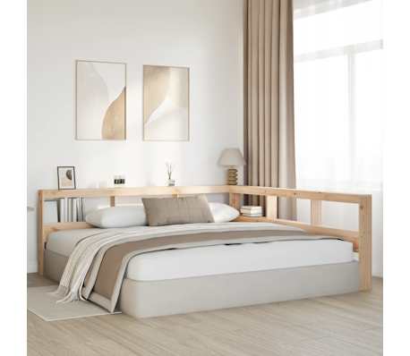 vidaXL T&ecirc;te de lit de biblioth&egrave;que en forme de L bois massif de pin