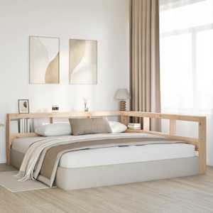 vidaXL T&ecirc;te de lit de biblioth&egrave;que en forme de L bois massif de pin