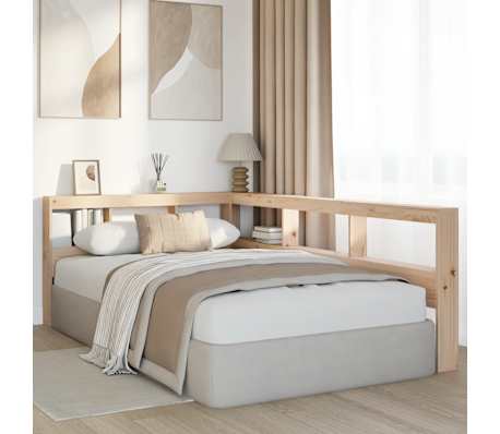 vidaXL Kopfteil mit B&uuml;cherregal L-Form 120 cm Massivholz Kiefer
