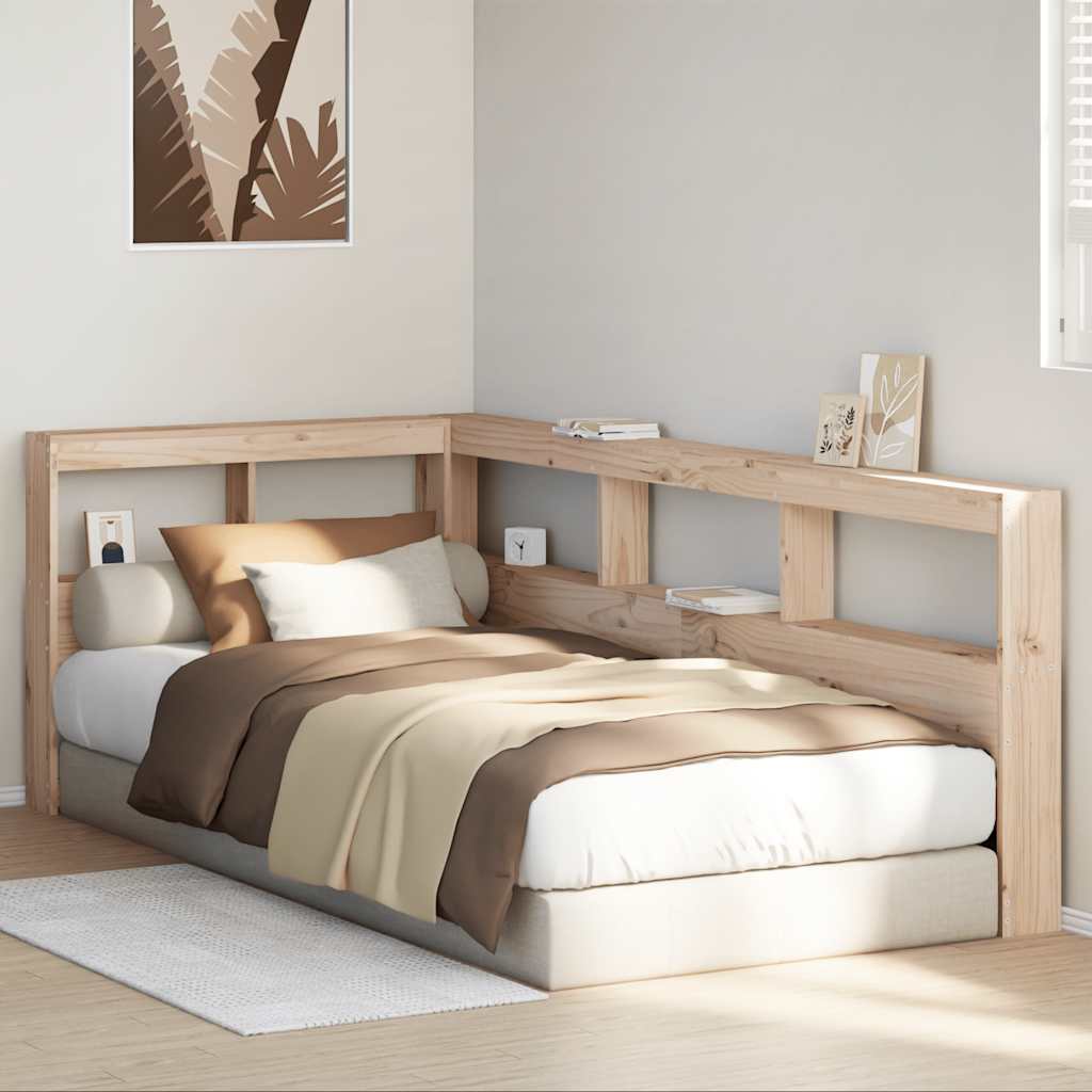 vidaXL Knižnica čelo v tvare L 80 cm masívna borovica