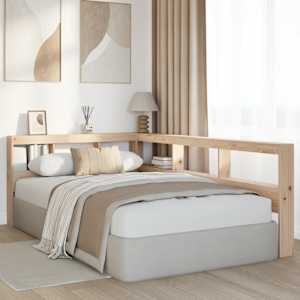 vidaXL T&ecirc;te de lit de biblioth&egrave;que en forme de L bois massif de pin