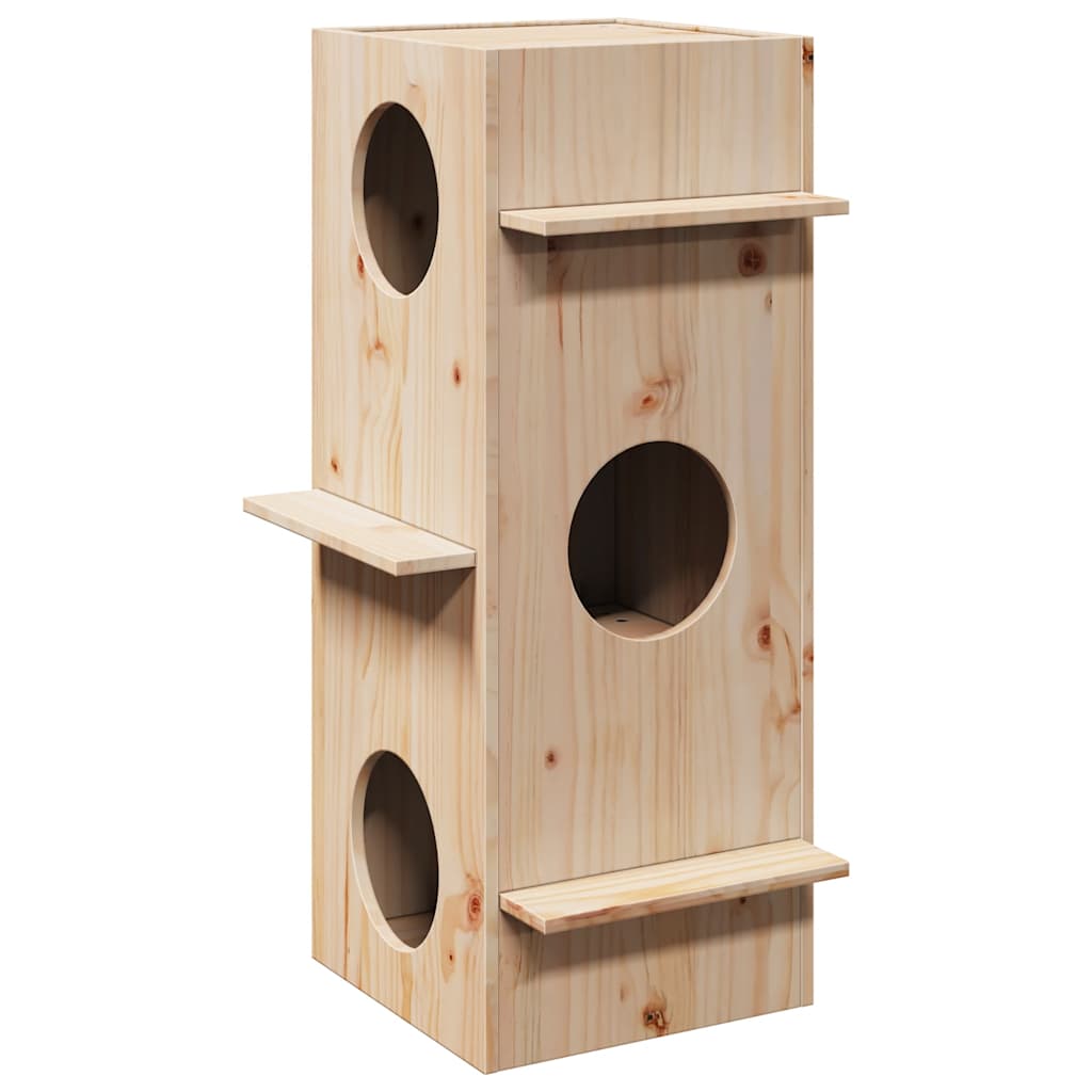 vidaXL Kočičí domeček 43x43x90 cm masivní borové dřevo