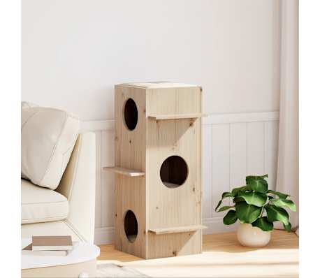 vidaXL Macskah&aacute;z 43x43x90 cm t&ouml;m&ouml;r fa fenyőfa