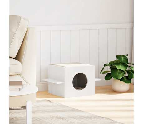 vidaXL Kattenhuis 51x35x30 cm massief grenenhout wit