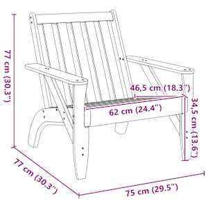 Zahradní židle Adirondack bílá 2 ks 75x77x77 cm borovice - obrázek 10