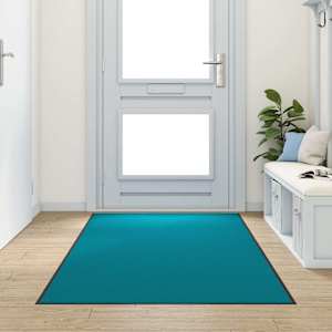 Doormat Drugo Cyan in črna 120 x 300 cm Poliamid in PVC