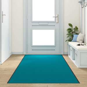 Doormat Drugo Cyan in črna 120 x 350 cm Poliamid in PVC