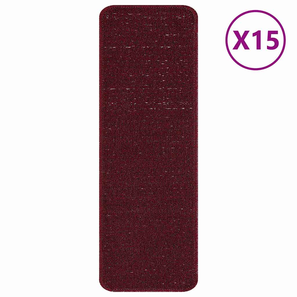 Thumbnail - vidaXL Rutschfeste Treppenmatten 15 pcs Bordeaux 60 x 25 cm PP
