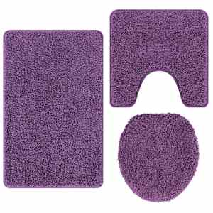 vidaXL Libisemiskindel vannimatti komplekt 3 tk Lilla 50 x 80 cm PP