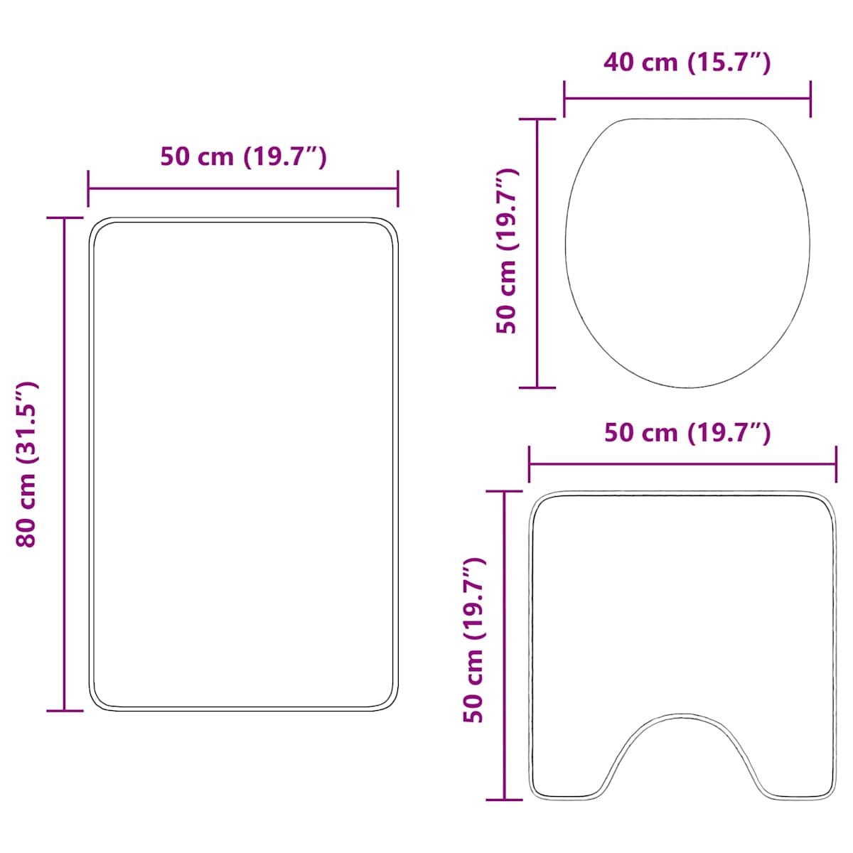 Anti-skid badevægs måttesæt 3 stk. 50 x 80 cm PP - Billede 11
