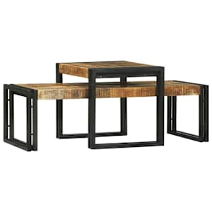 Konferenční stolek 2 pcs Hnědá Masivní mangové dřevo - obrázek 3