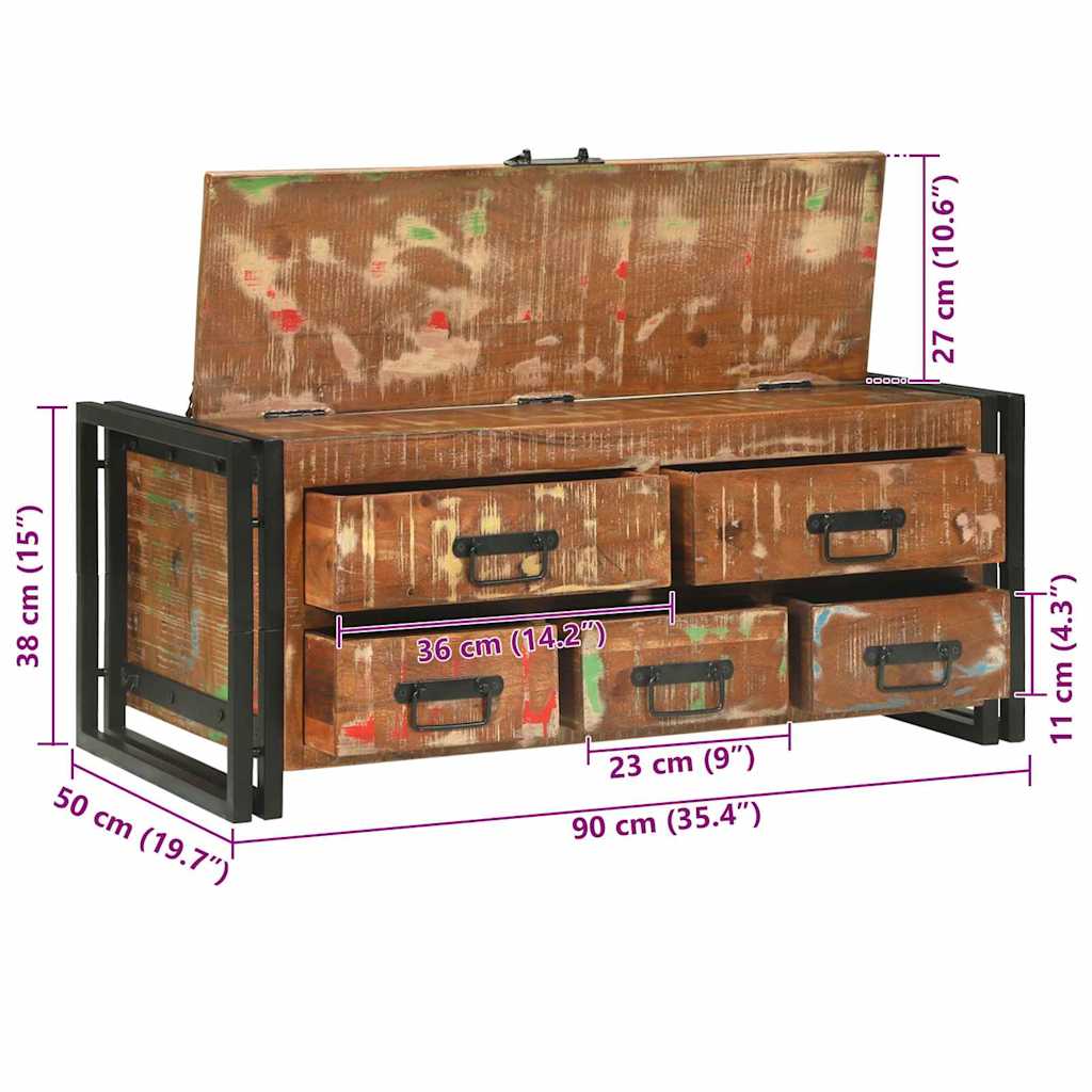 Salontafel Multikleur 90 x 50 x 38 cm Massief Gerecycled Hout image 13