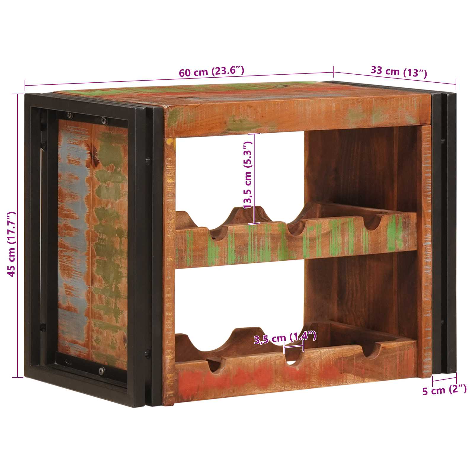 Vinhylle Brun 100 x 45 x 33 cm Massiv gjenbrukt treverk - Bilde 11