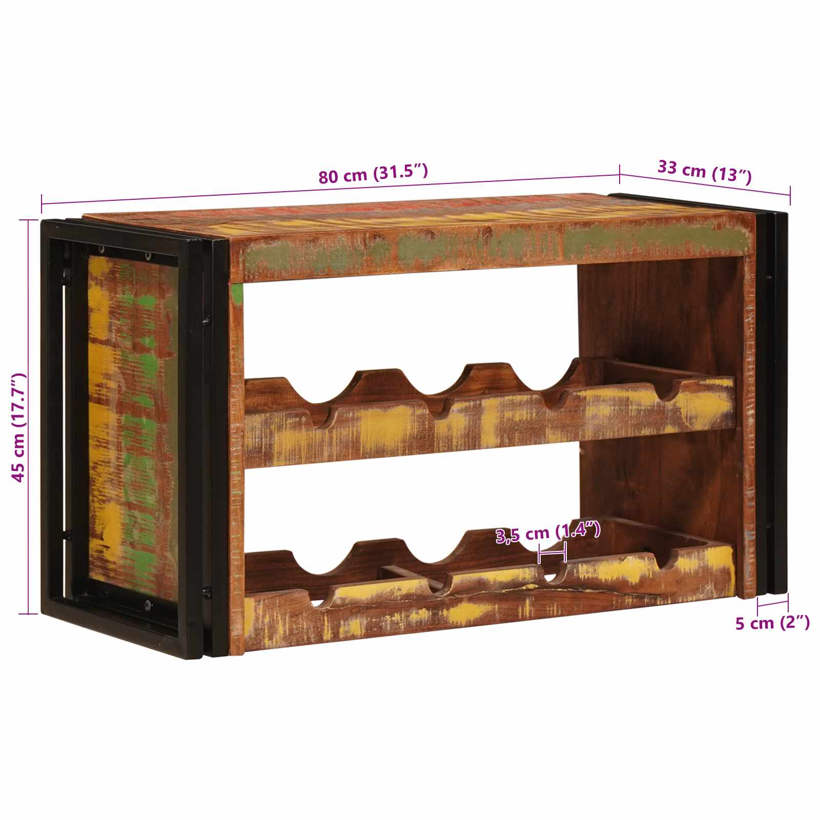 Vinhylle Brun 100 x 45 x 33 cm Massiv gjenbrukt treverk - Bilde 11