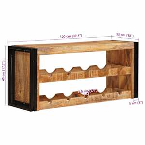 Stojan na víno Hnědá 100 x 45 x 33 cm Masivní drsné mango dřevo - obrázek 11