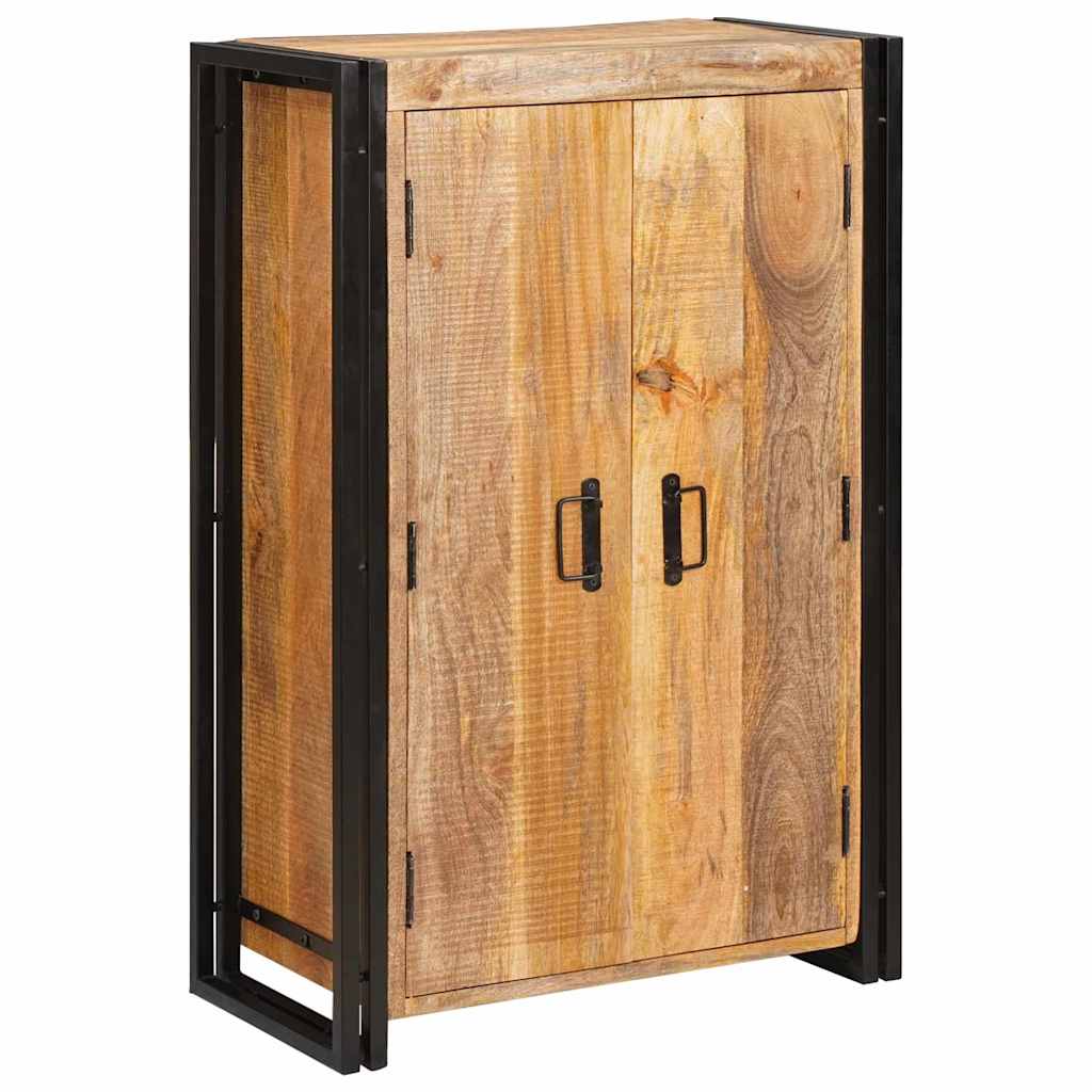 vidaXL Highboard met Deuren Bruin Massief Ruw Mangohout en Metaal