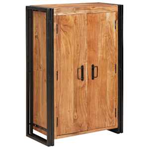 Visoka omara z vrati Rjava Trden akacijev les in kovina