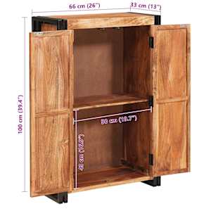 Highboard s dveřmi Hnědá Masivní akáciové dřevo a kov - obrázek 12