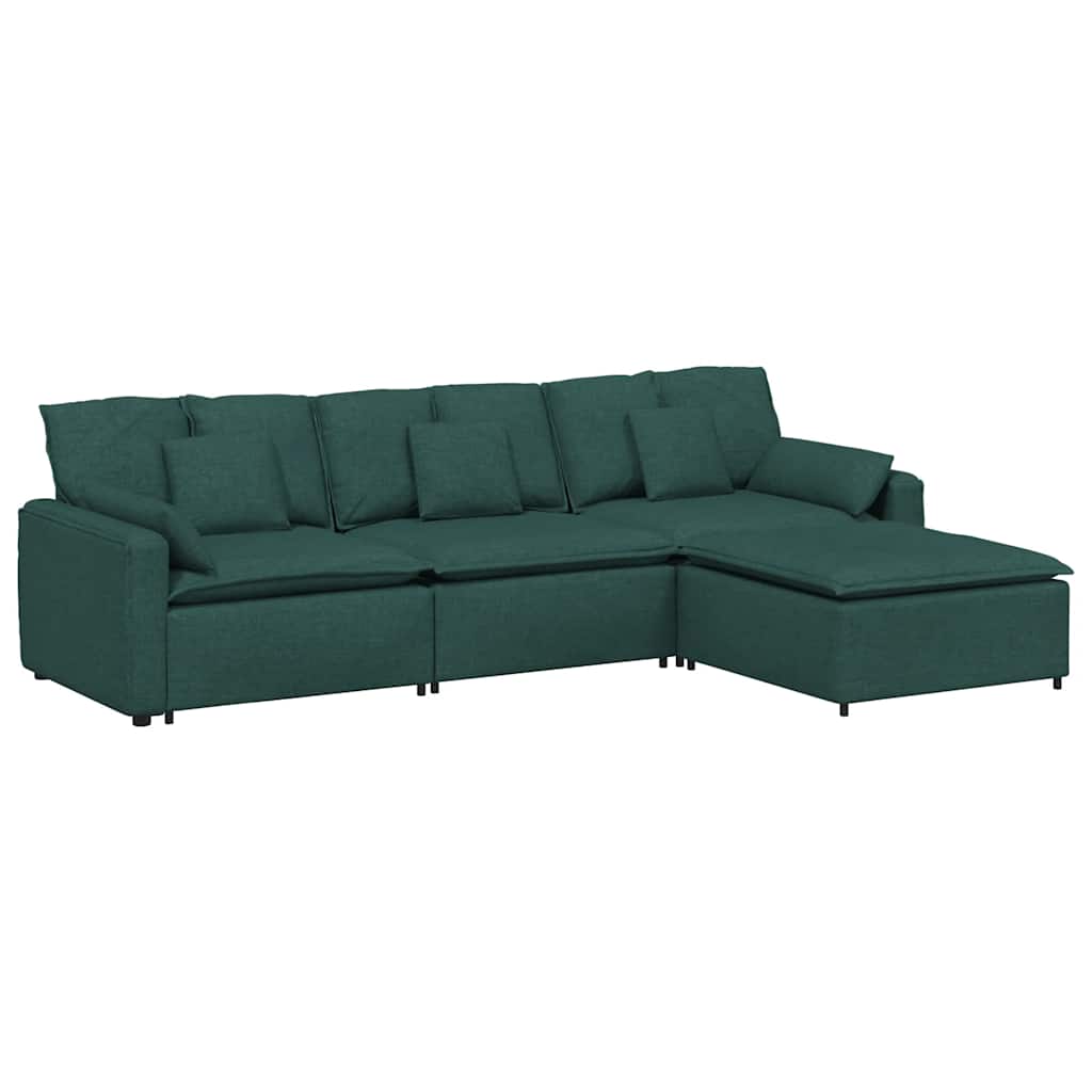 Thumbnail - vidaXL Modulares Sofa mit Fußhocker und Kissen Dunkelgrün