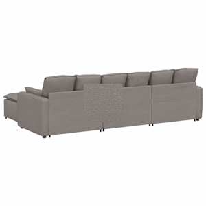 Modulární pohovka s podnožkou a polštáři taupe - obrázek 8