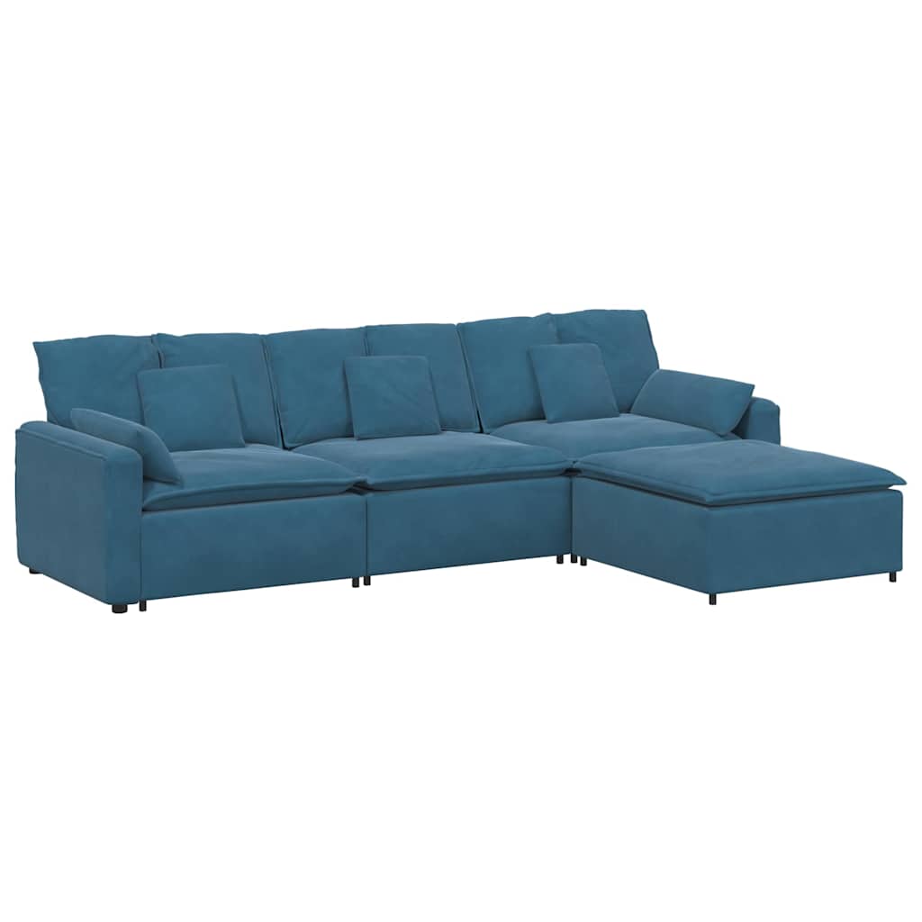 Thumbnail - vidaXL Modulares Sofa mit Fußhocker und Kissen Blau