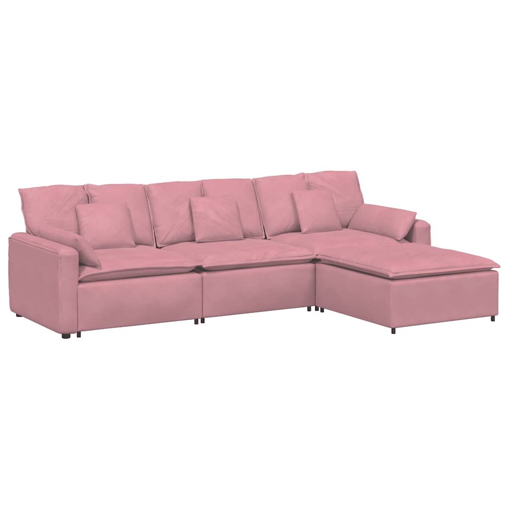 Thumbnail - vidaXL Modulares Sofa mit Fußhocker und Kissen Rosa