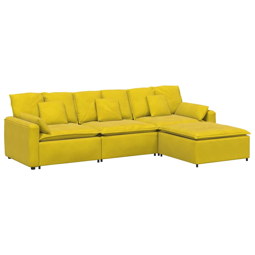 Thumbnail - vidaXL Modulares Sofa mit Fußhocker und Kissen Gelb