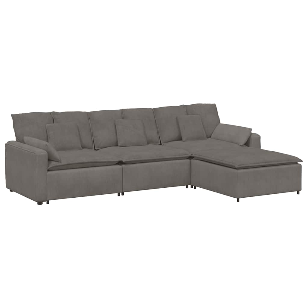 Thumbnail - vidaXL Modulares Sofa mit Fußhocker und Kissen Hellgrau