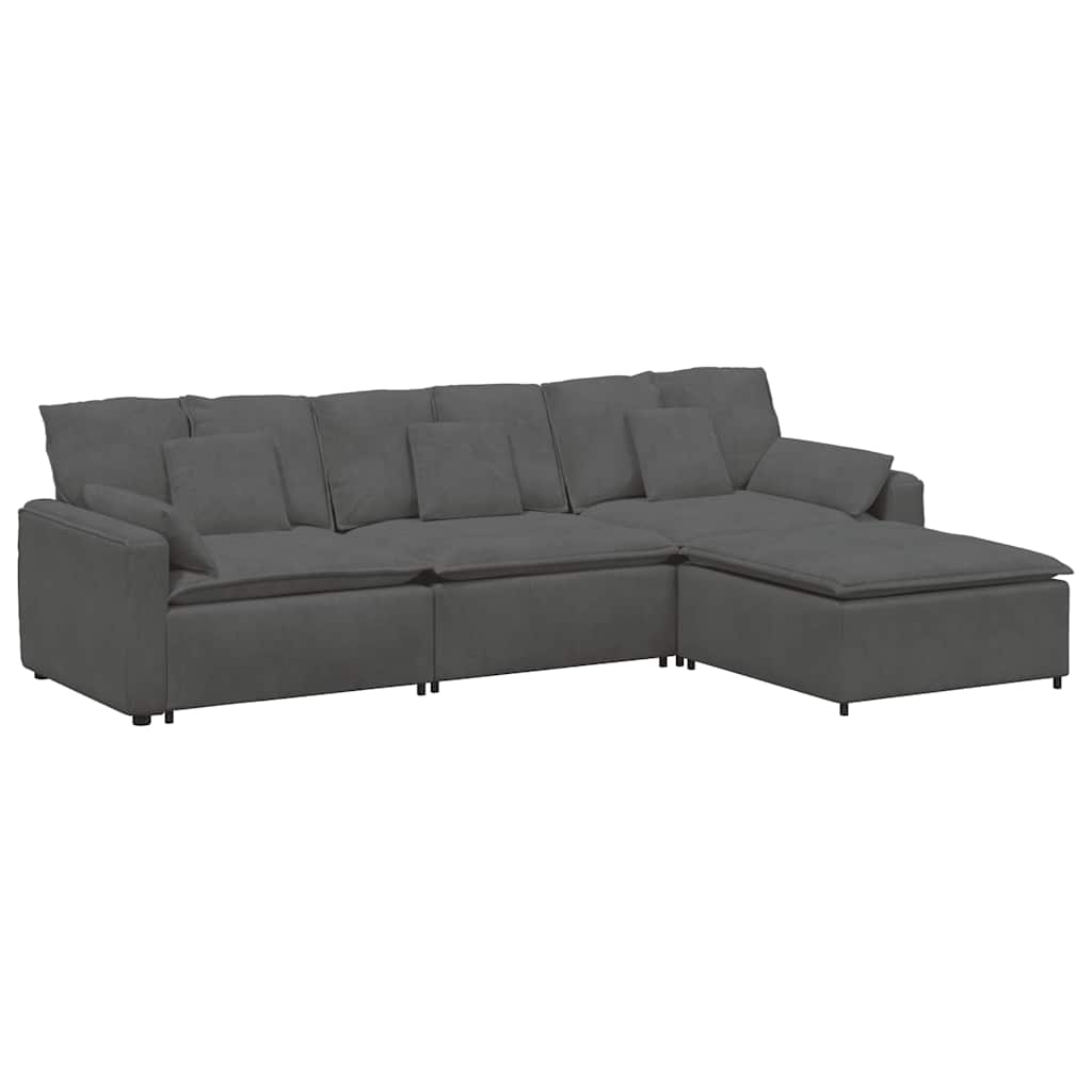 Thumbnail - vidaXL Modulares Sofa mit Fußhocker und Kissen Dunkelgrau