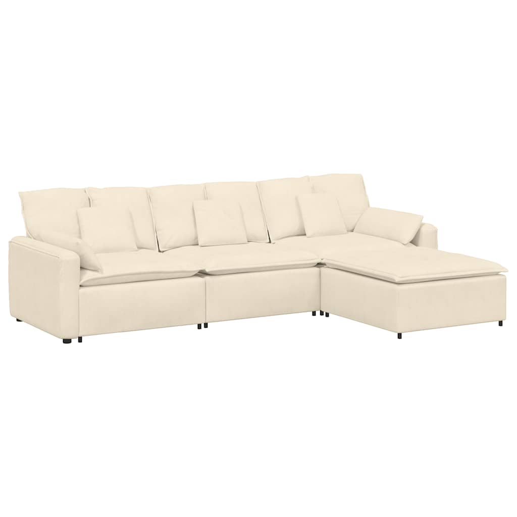 Thumbnail - vidaXL Modulares Sofa mit Fußhocker und Kissen Cream