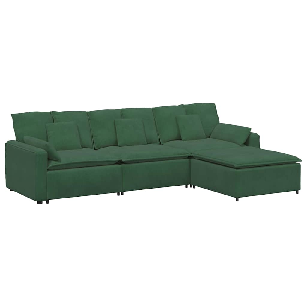 Thumbnail - vidaXL Modulares Sofa mit Fußhocker und Kissen Dunkelgrün