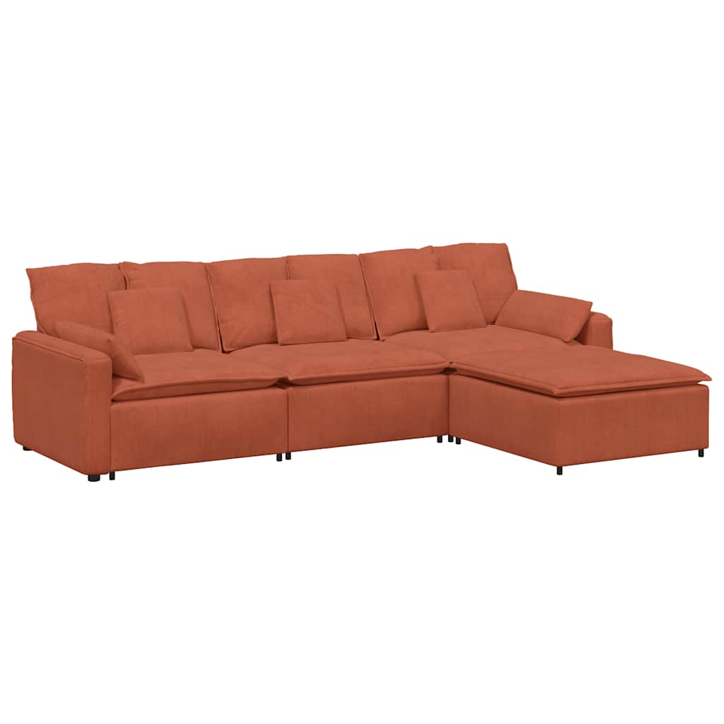 Thumbnail - vidaXL Modulares Sofa mit Fußhocker und Kissen Rot Orange