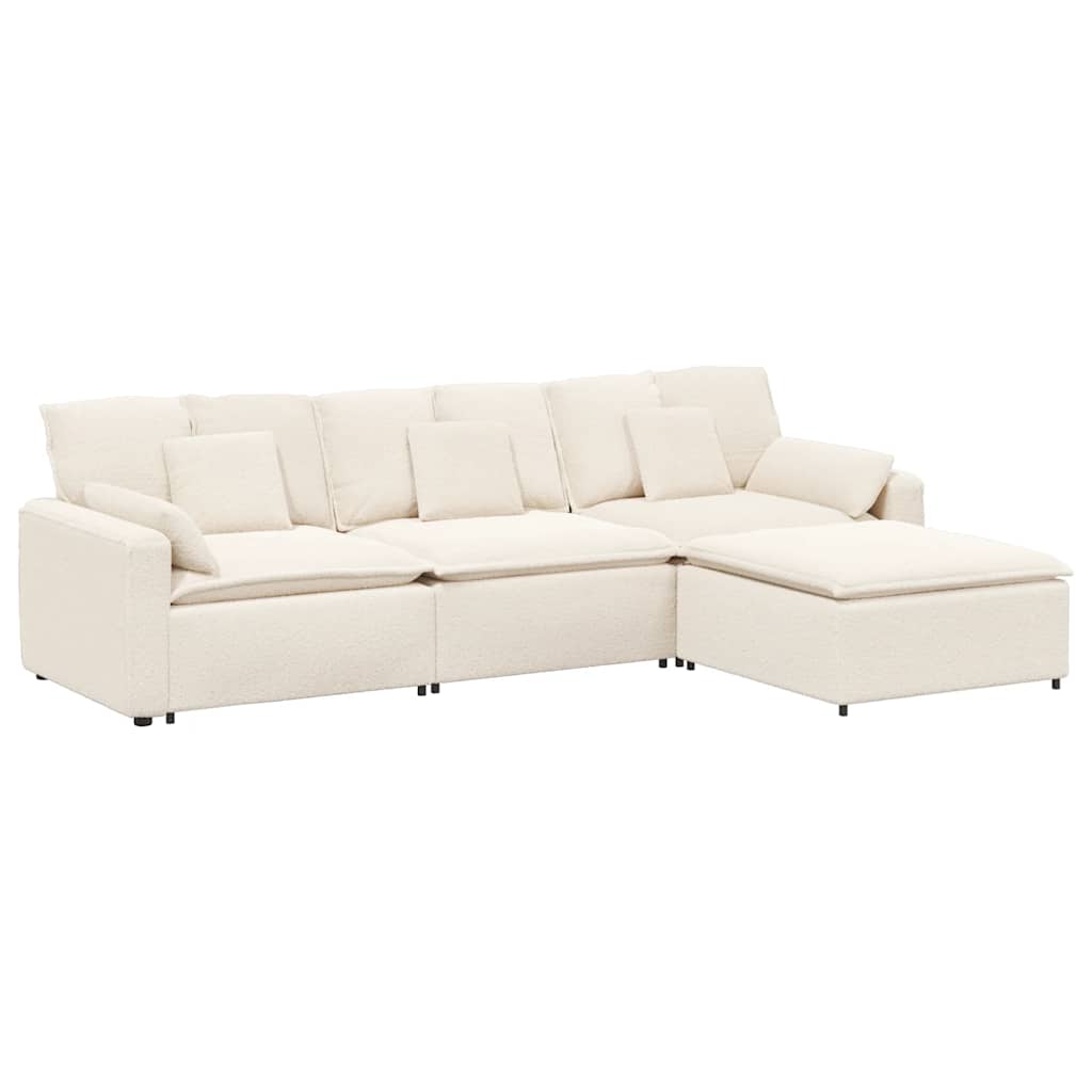 Thumbnail - vidaXL Modulares Sofa mit Fußhocker und Kissen Cream